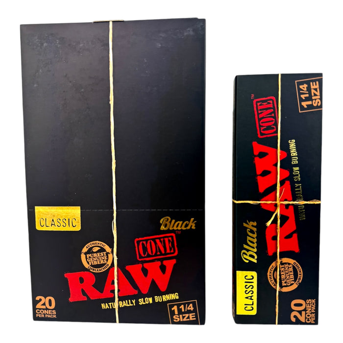 Raw Black Classic 1 1/4" Cones - 20 per Pack
