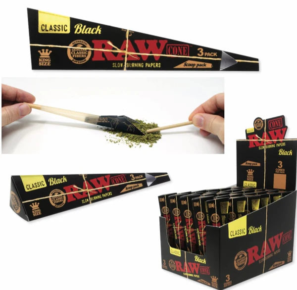 RAW Black Cones Scoop Pack 1 1/4 (6 per pack)