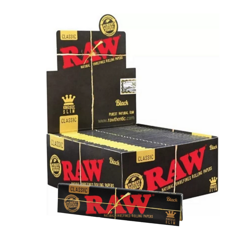 Raw Papers King Size Black - Natural, Unbleached Rolling Papers