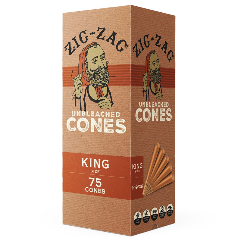 Zig-Zag Unbleached King Size Cones - Box (75 Cones)