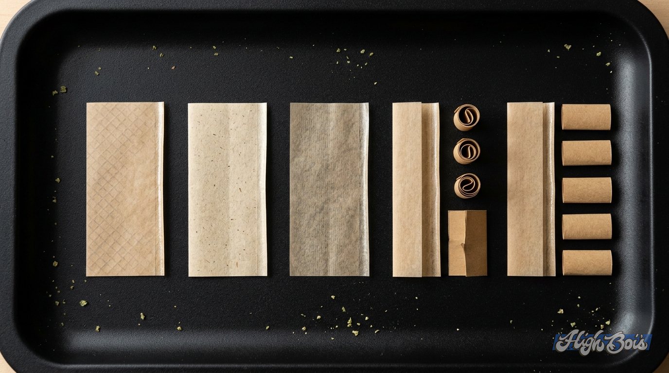 RAW Classic, Organic Hemp, Black, Artesano and Connoisseur papers side by side