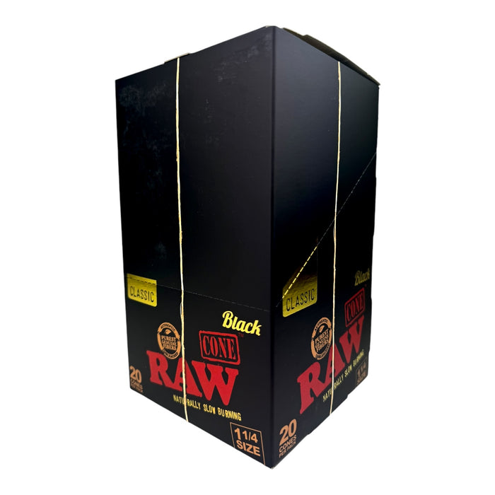 Raw Black Classic 1 1/4" Cones - 20 per Pack