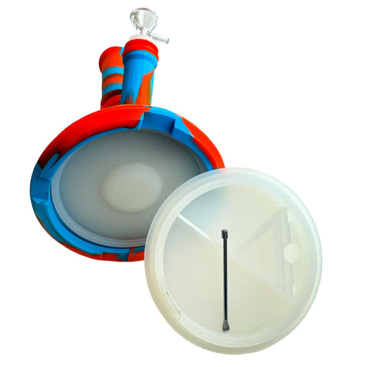 14" Silicone Beaker Bong with Dabber & Storage Jar