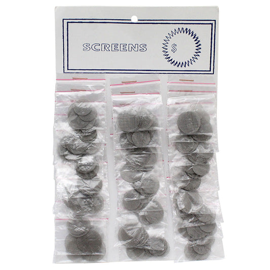 Stainless Steel Pipe Screens - Assorted Sizes Card (30 Packs)