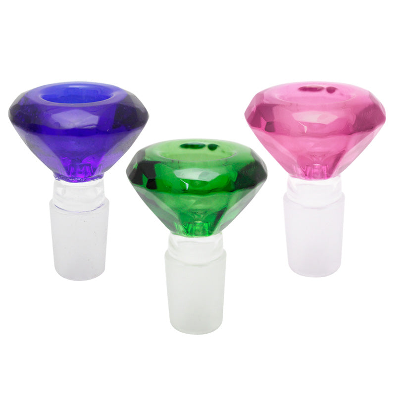 Diamond Glass Bowl Piece, 14mm Male