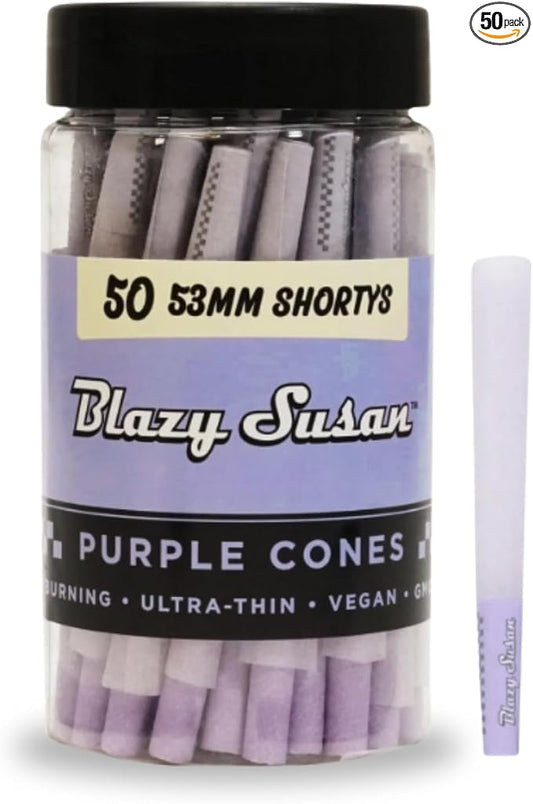 Blazy Susan Purple 53mm Shortys Cones (50 Count Jar)