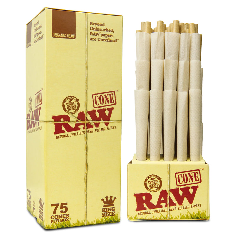 RAW Organic Hemp King Size Cones - Box (75 Cones)