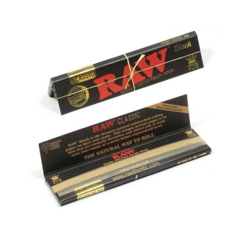 Raw Papers King Size Black - Natural, Unbleached Rolling Papers