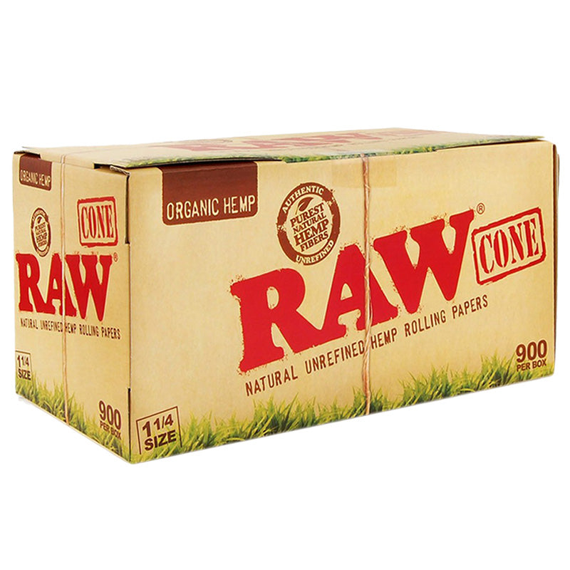 RAW Organic Hemp 1 1/4 Cones - Bulk Box (900 Cones)