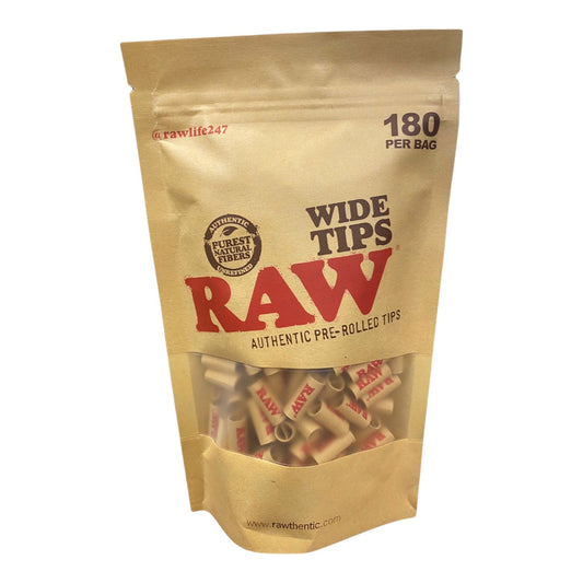 RAW Wide Pre-Rolled Tips - Bag of 180 Tips