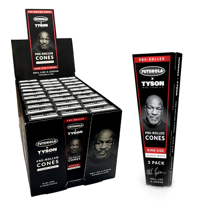 Tyson x Futurola King Size Pre-Rolled Cones Classic White (3 Cones Per Pack)