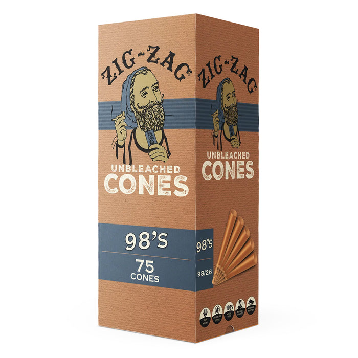 Zig Zag Unbleached Cones 98's Size