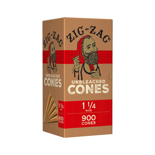 Zig-Zag Unbleached 1 1/4 Cones - Bulk Box (900 Cones)