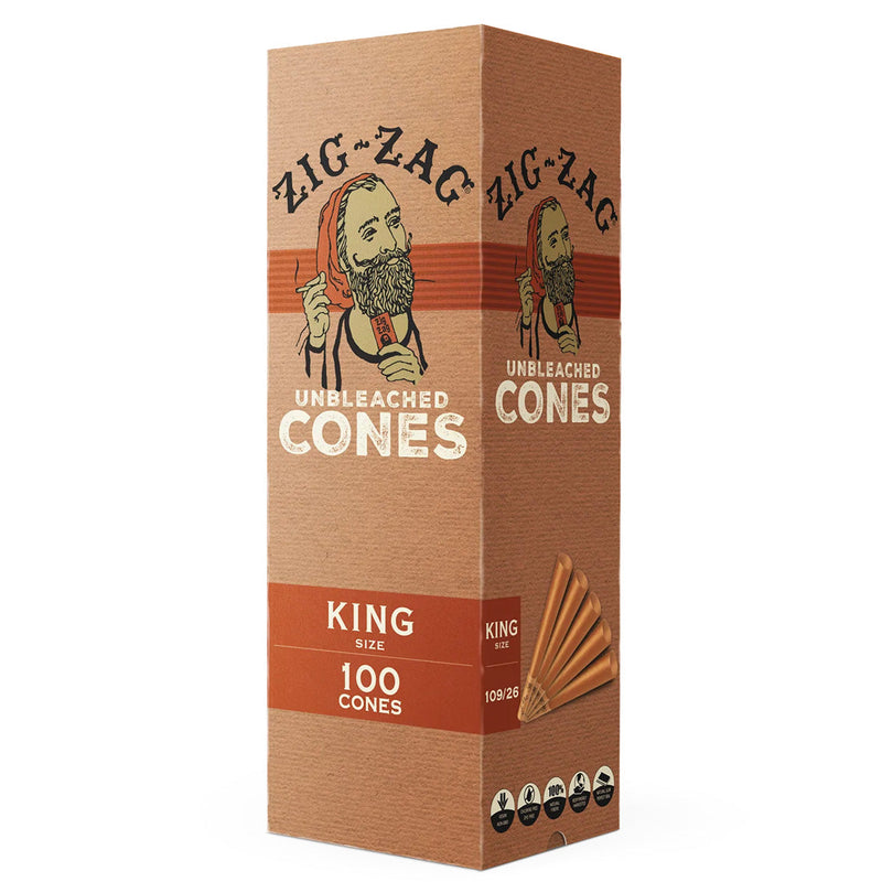 Zig-Zag Unbleached King Size Cones - Box (100 Cones)
