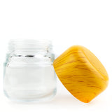 Child Resistant Clear Glass Dome Flint Jar with Wooden Lid (2oz. and 4oz.)