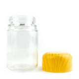 Child Resistant Clear Glass Dome Flint Jar with Wooden Lid (2oz. and 4oz.)